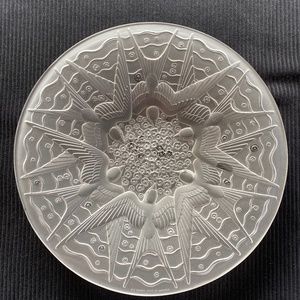 LG VTG Opalescent Art Glass "Hirondelles" Centerpiece Bowl by P d'Avesn of Franc